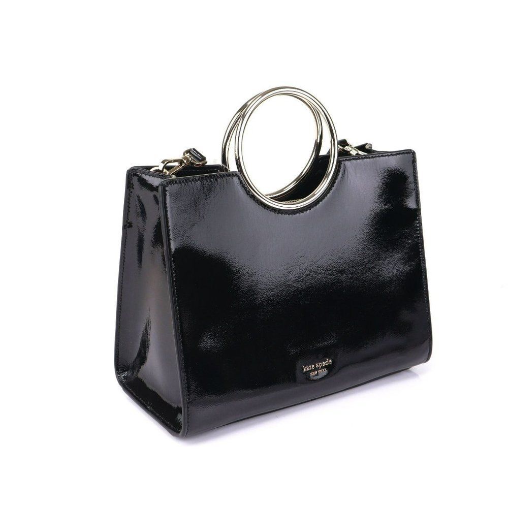 NWT Kate Spade Sam Bracelet Bag Tote Black Patent